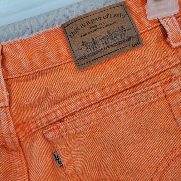 Vtg Levis 569 Orange Jeans Hi Rise Taper Crop Denim Ws 12 29x24 900 Series 12/92 - Picture 10 of 16
